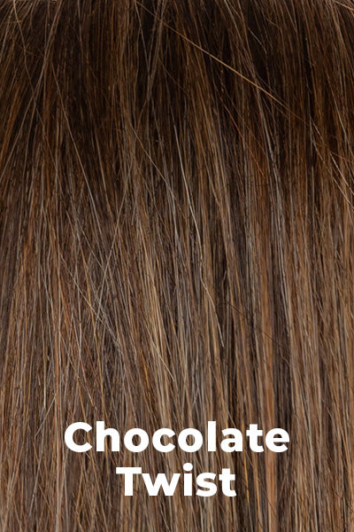 Color Chocolate Twist for Amore wig Bay (#2585). The Cappucino base, coppery blond highlights and tipped ends.