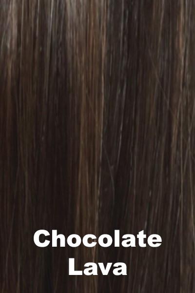 Color Chocolate Lava for Noriko wig Hailey #1680. Expresso brown base with cool medium brown highlights woven throughout.