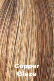 Color Copper Glaze for Rene of Paris wig Tori #2356. Medium copper brown base with honey golden blonde and red copper highlights.