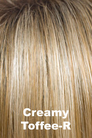 Color Creamy Toffee-R for Amore wig Tate (#2580). Rooted dark blonde and honey blonde blend with creamy blonde highlights.