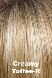 Color Creamy Toffee-R for Noriko wig Sky #1649. Rooted dark blonde and honey blonde blend with creamy blonde highlights.