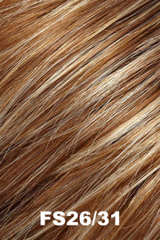 Color FS26/31 (Caramel Syrup) for Jon Renau top piece Top Coverage 18" (#6003). Medium red base with creamy blonde and wheat blonde highlights.
