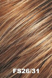 Color FS26/31 (Caramel Syrup) for Jon Renau wig Sophia Human Hair (#718). Medium red base with creamy blonde and wheat blonde highlights.