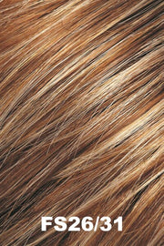 Color FS26/31 (Caramel Syrup) for Jon Renau wig Sienna Lite Remy Human Hair (#775). Medium red base with creamy blonde and wheat blonde highlights.