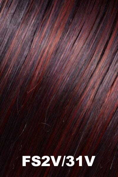 Color FS2V/31V (Chocolate Cherry) for Jon Renau wig Julianne Lite Petite (#5863). Black base with a violet undertone, crimson red, and violet mahogany highlights.