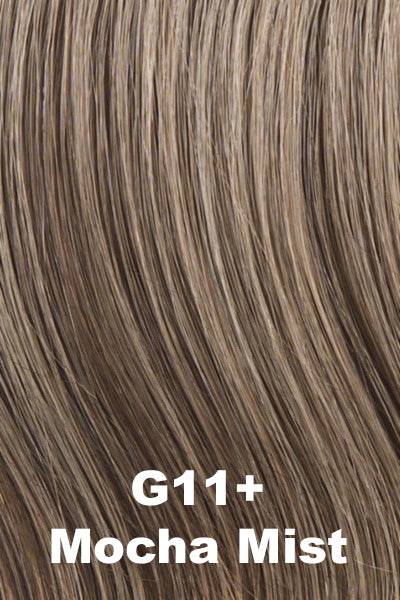 Color Mocha Mist (G11+) for Gabor wig Innuendo.  Light brown base with a cool undertone and natural and sandy blonde highlights.