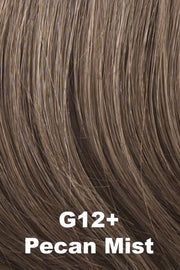 Color Pecan Mist (G12+) for Gabor wig Fortune.  Medium cool toned brown base with dark sandy blonde highlights.