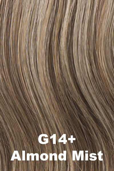 Color Almond Mist (G14+) for Gabor wig Innuendo.  Sandy bronze base with caramel golden blonde highlights.