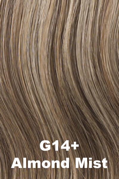 Color Almond Mist (G14+) for Gabor wig Resolve.  Sandy bronze base with caramel golden blonde highlights.