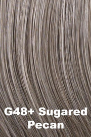 Color Sugared Pecan (G48+) for Gabor wig Incentive Petite.  Smokey walnut grey with silver and pearl grey highlights.