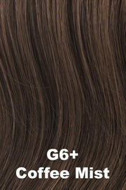 Color Coffee Mist (G6+) for Gabor wig Fortune.  Natural cool toned dark brown base with neutral medium brown highlight.