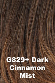 Color Dark Cinnamon Mist (G829+) for Gabor wig Fortune.  Dark brown with bronze and honey brown highlights.