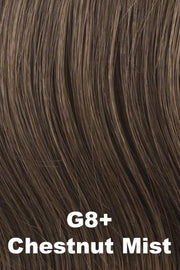 Color Chestnut Mist (G8+) for Gabor wig Cheer.  Neutral medium brown base with subtle light brown highlights.