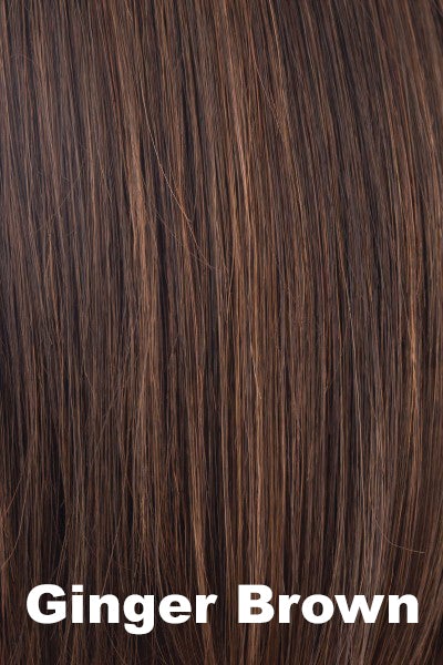 Color Ginger Brown for Rene of Paris wig Tara (#2402). Rich neutral brown with medium reddish brown.