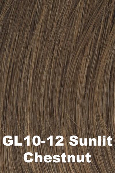 Color Sunlit Chestnut (GL10-12) for Gabor wig Au Naturel.  Rich chocolate brown base with medium golden brown highlights.