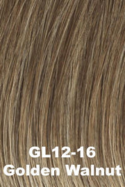 Color Golden Walnut (GL12/16) for Gabor wig Stylish Flair.  Dark warm blonde base with cool toned creamy blonde highlights.