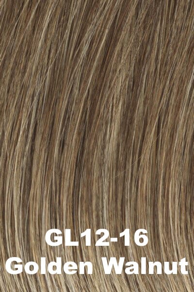 Color Golden Walnut (GL12-16) for Gabor wig Simply Classic.  Dark warm blonde base with cool toned creamy blonde highlights.