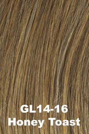 Color Honey Toast (GL14-16) for Gabor wig Curl Appeal.  Dark blonde with golden undertones and coppery caramel highlights.