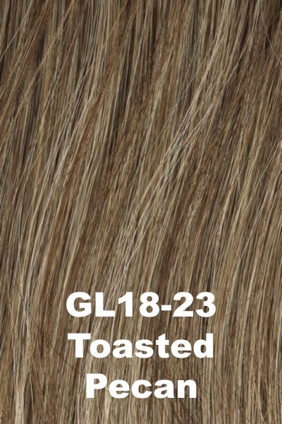 Color Toasted Pecan (GL18-23) for Gabor wig Curves Ahead.  Cool grey toned brown with silvery grey and light brown highlights.