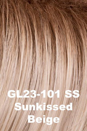 Color SS Sunkissed Beige (GL23-101SS) for Gabor wig Sweet Talk Large.  Pearl and light beige blonde with platinum white blonde highlights and dark golden blonde roots.
