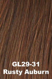 Color Rusty Auburn (GL29-31) for Gabor wig Flirt.  Medium auburn with a hint of light brown, honey blonde, golden blonde, and light golden copper highlights.