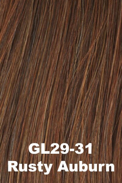 Color Rusty Auburn (GL29-31) for Gabor wig Simply Classic.  Medium auburn with a hint of light brown, honey blonde, golden blonde, and light golden copper highlights.
