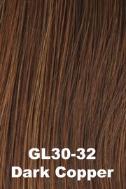 Color Dark Copper (GL30-32) for Gabor wig Under Cover Halo Bangs.  Reddish brown auburn base with copper red highlights.