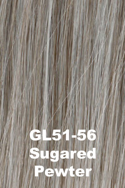 Color Sugared Pewter (GL51-56) for Gabor wig Blushing Beauty.  Silver grey with light brown undertones and icy white highlights.