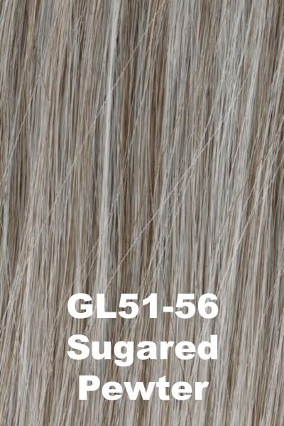 Color Sugared Pewter (GL51-56) for Gabor wig Timeless Beauty.  Silver grey with light brown undertones and icy white highlights.
