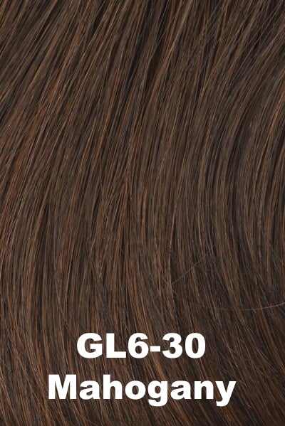 Color Mahogany (GL6-30) for Gabor wig Curves Ahead.  Dark brown with a warm tone and subtle light copper brown highlights.