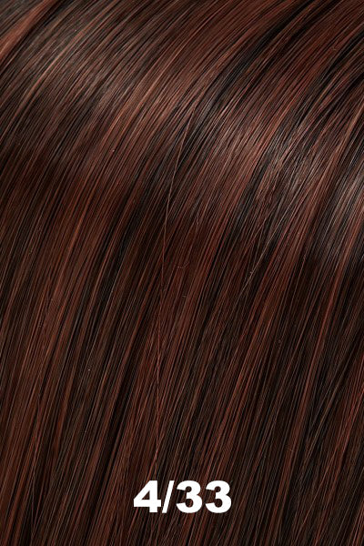 Color 4/33 (Chocolate Raspberry Truffle) for Jon Renau top piece EasiCrown HD 18 (#381). Dark brown base with burgundy brown highlights.