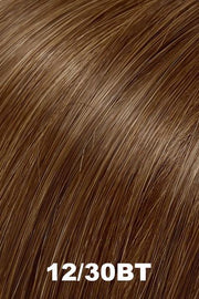 Color 12/30BT (Rootbeer Float) for Jon Renau top piece EasiPart HD 8 (#365). Dark blonde, medium red and golden blonde natural blend with a lighter tips.