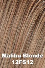 Color 12FS12 (Malibu Blonde) for Jon Renau top piece EasiPart HD 8 (#365). Natural sunkissed blonde that has a honey blond base, lighter cream and wheat blonde highlights, and a medium brown root.