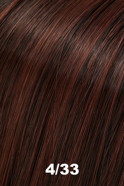Color 4/33 (Chocolate Raspberry Truffle) for Jon Renau top piece EasiPart HD 12 (#356). Dark brown base with burgundy brown highlights.