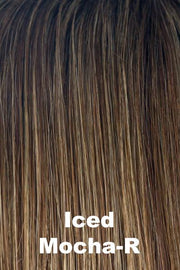 Color Iced Mocha-R for Noriko wig Jackson #1669. Medium brown base with cool light blonde highlights and a warm dark root.