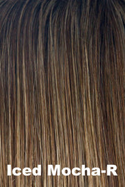 Color Iced Mocha-R for Alexander Couture wig Avalon (#1032).  Medium brown base with cool light blonde highlights and a warm dark root.