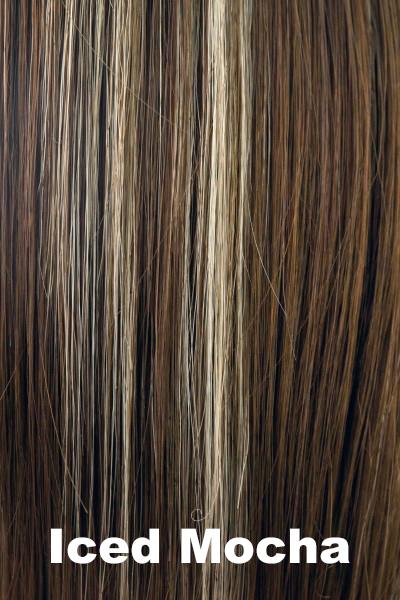 Color Iced Mocha for Rene of Paris wig Samy #2340. Medium brown base with cool light blonde highlights.