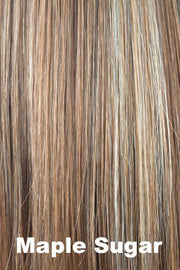 Color Maple Sugar for Amore wig Samantha #2514. Light brown base with warm undertones and golden and pale blonde highlights.