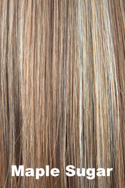 Color Maple Sugar for Amore wig Arden (#2584). Light brown base with warm undertones and golden and pale blonde highlights.