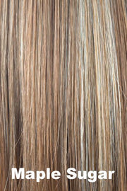 Color Maple Sugar for Rene of Paris wig Tori #2356. Light brown base with warm undertones and golden and pale blonde highlights.