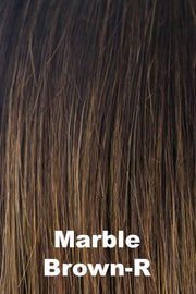 Color Marble Brown-R for Alexander Couture wig Vee (#1020).  Warm dark brown and medium golden blonde mix with warm dark brown roots.