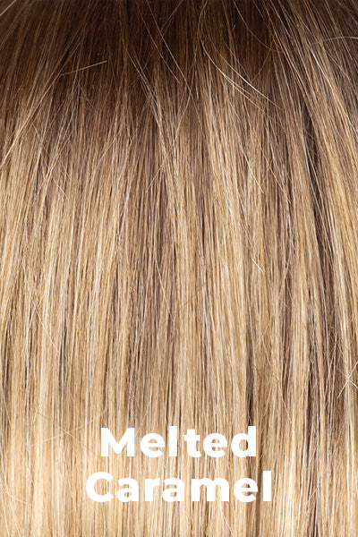 Color Melted Caramel for Amore wig Bay (#2585). Dark Copper Brown Base with Golden Blonde Highlights