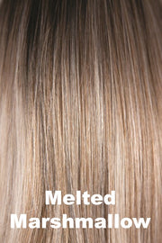 Color Melted Marshmallow for Rene of Paris wig Wren (#2401). Rich dark blonde root blending into a warm toffee base with golden and ash blonde highlights and coconut ash blonde tips.