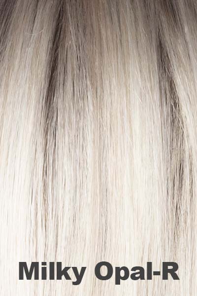 Color Milky Opal-R for Rene of Paris wig Fenix (#2406). Platinum Blonde Hair with Warm Brown Roots.