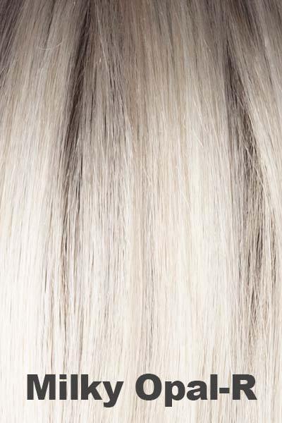 Color Milky Opal-R for Rene of Paris wig Sage (#2400). Platinum Blonde Hair with Warm Brown Roots.