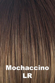 Color Mochaccino-LR for Alexander Couture wig Alexandra (#1027).  Rich milk chocolate long root with cream blonde and ice coconut blonde highlights and a caramel undertone.
