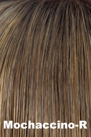Color Mochaccino-R for Alexander Couture wig Amara (#1033).  Dark chocolate room with creamy and icy coconut blonde highlights and a chocolate undertone.