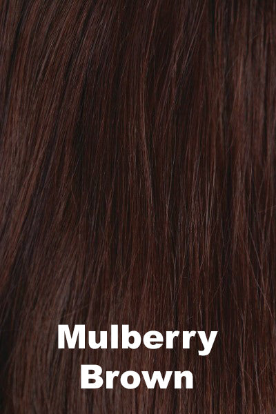 Color Mulberry Brown for Amore wig Reign #2571. Dark red brown with subtle violet hues.
