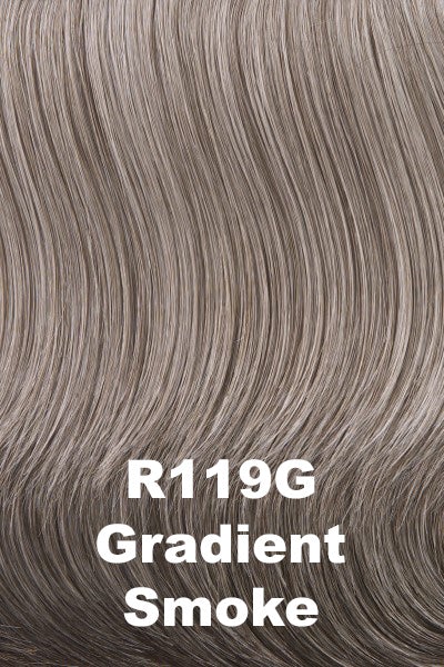 Color Gradient Smoke (R119G) for Raquel Welch wig Trend Setter Elite.  Light grey with a subtle touch of light brown and a darker nape area. 