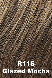 Color Glazed Mocha (R11S) for Raquel Welch wig Sparkle.  Medium brown with heavier warm blonde highlights.